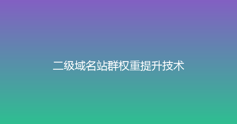二级域名站群权重提升技术 封面图