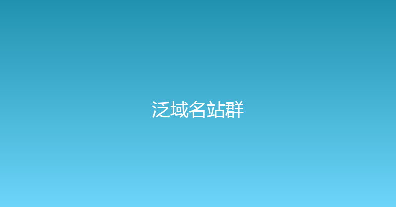 泛域名站群 封面图