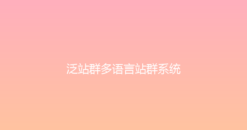 泛站群多语言站群系统 封面图