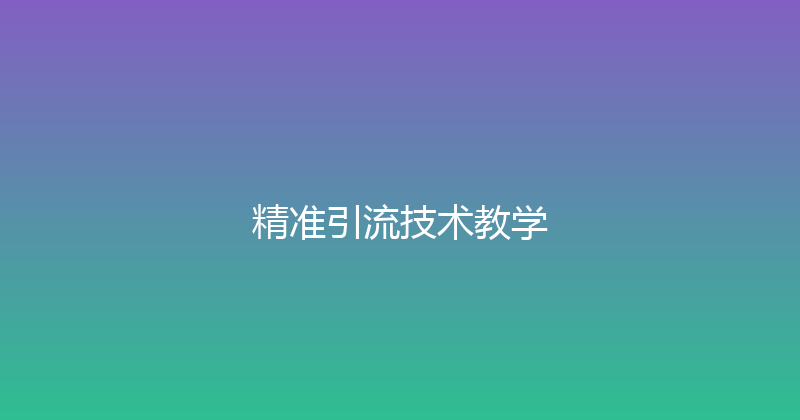 精准引流技术教学 封面图