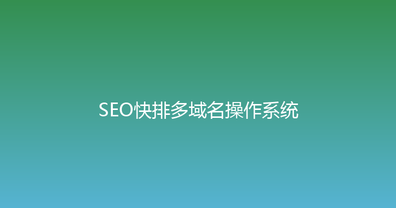 SEO快排多域名操作系统 封面图