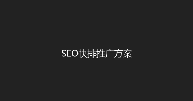 SEO快排推广方案 封面图