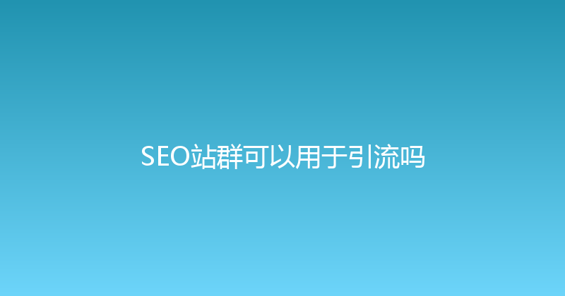 SEO站群可以用于引流吗 封面图